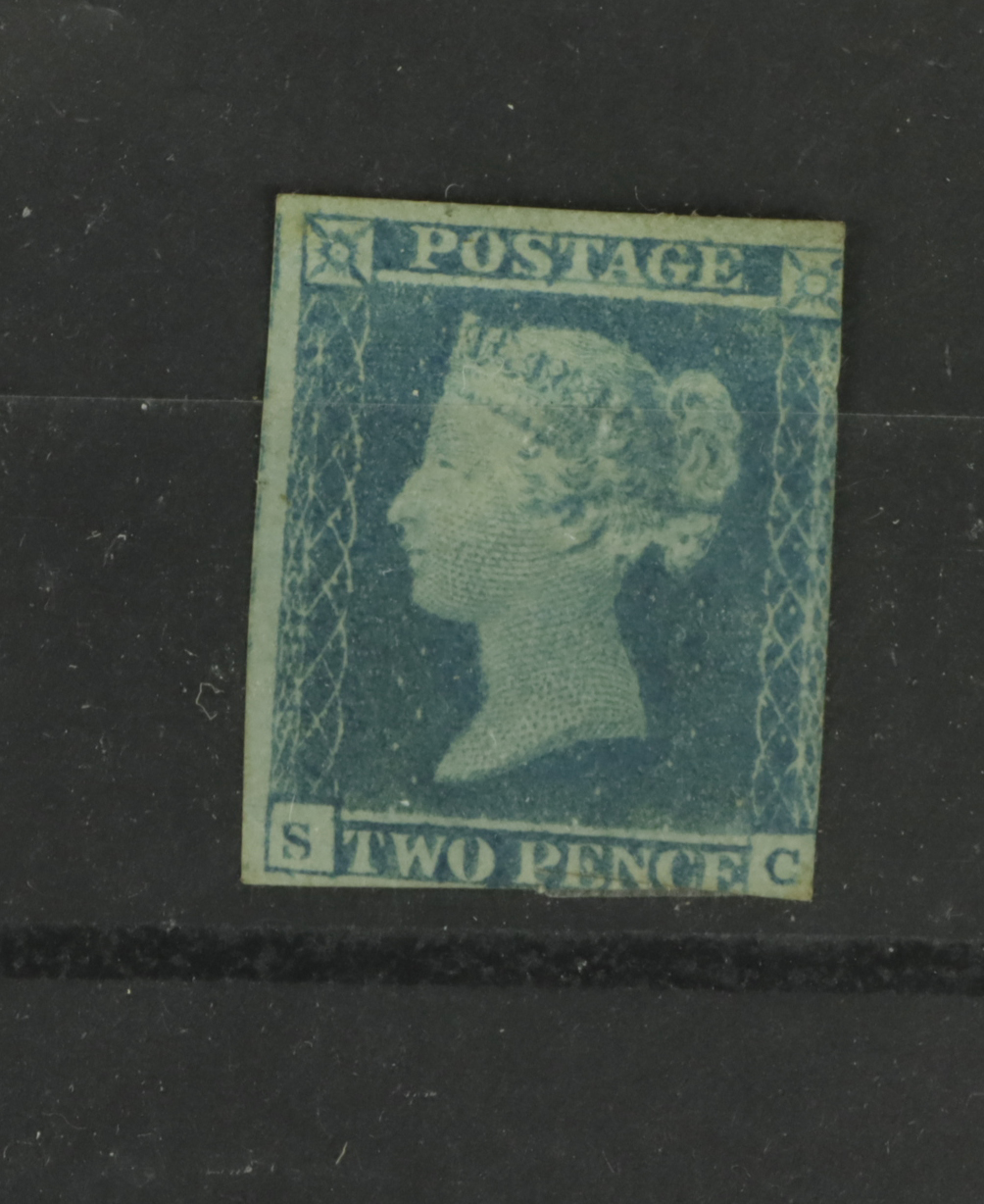 GB - 1841 2d blue (S-C) two good margins, mint with original gum but a bit patchy. Attractive stamp,