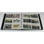 Modern brown 6 up album packed with better old postcards inc Military, Naval / Shipping, Airship,