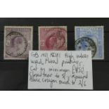 GB - 1911 EDVII high values used, mixed printings, closed tear to 5/- repaired, blue crayon mark