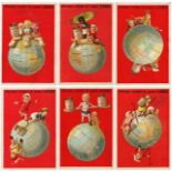 Liebig, S143 Children on Globes (red background) (French issue) complete set in a page, G - VG,