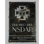 German 3rd Reich Enamel Sign "The path of the NSDAP" 20 x 30cm.