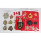 Canadian cap badge collection, plus 2x smaller cards of badges etc. (32 items)