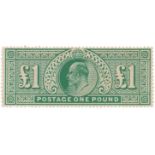 GB - EDVII 1911 £1 deep green, SG320, LMM, toned gum with crease, good perfs, Cat £2000