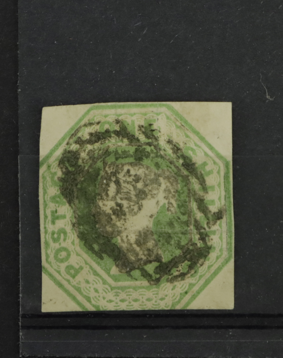 GB - 1847 1s Embossed stamp, cut square, horizontal crease. Cat £1000