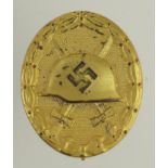 German 3rd Reich Gold Grade Wound Badge. Stamped with the LDO no 30 for the maker Hauptmüzamt.