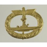 German 3rd Reich U-Boat Crew Breast Badge. Made by Schwerin, Berlin.