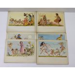Madge Williams (20th century) original artwork for postcards, on board, Elves & Fairies, Dance