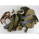 Assorted lot of Military Equipment. Items of 1908 web equipment noted. (approx 15 items) Buyer