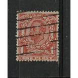 GB - 1912 Downey Head 1d watermark Royal Cypher (Simple) stamp, showing no cross on Crown variety,