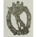 German 3rd Reich mid War Solid Back Infantry Assault Badge.