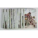 A R Quinton, art drawn view cards with coastal and street scenes across the UK, some variations