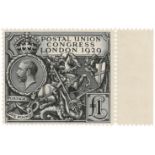 GB - 1929 GV PUC £1 Black, unmounted mint wing margin example, gum toning, cat £1100