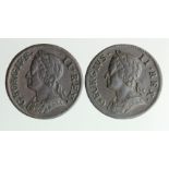 Farthings (2) 1749 VF light scuff obv., and 1750 VF