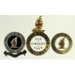 Great Eastern Railway Old Comrades Badges (3) 2 ordinary and 1 Committee - all made by J.R. Gaunt of