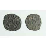Anglo-Saxon copper stycas of Aethelred II of Northumbria second reign c.843-850 (2). The first