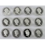 Australia silver Proof Crown-size $5. (12) aFDC/FDC in hard plastic capsules
