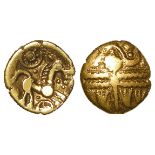 Ancient British Iron Age Celtic gold quarter stater, wt. 0.84g. of the Iceni, Snettisham Type,