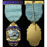 Masonic silver gilt Founder's Medal, Ewanrigg Lodge No. 7146, hallmarked T & Co., London, 1957.