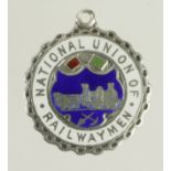 Railway related - National Union of Railwaymen silver & enamel medal, hallmarked JT&Co., Birm,
