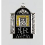 Railway related - National Union of Railwaymen Orphan Service silver & enamel medal, hallmarked J.