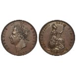 Farthing 1826 Bronzed Proof, S.3825, Peck 1423, nFDC, light hairline rev., with an old packet from