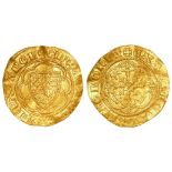 Edward III, gold quarter noble, Treaty Period (1361-1369), omits 'FRANC', lis in centre of the