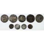 Elizabeth I (9): Sixpences: 1565 Fair, ditto VG scratch, 1584 Fair, 1594 Fair; Groat mm Martlet