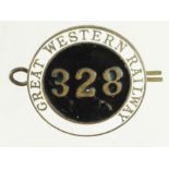 Great Western Railway (possibly Marine related) brass & enamel badge No. 328 - 2 lugs + split pin to