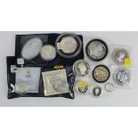 Assortment of mixed world silver proof / BU issues, various sizes and countries. aFDC/FDC