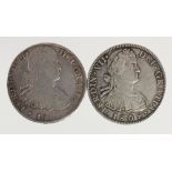 Spanish Mexico (2) silver 8 Reales: 1809 Mo TH VF, and 1810 Mo HJ GF