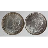 USA Morgan Silver Dollars (2): 1888 BU bagmark, and 18980 BU