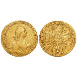 Russia gold 5 Roubles 1771 C??, C# 78a, GF
