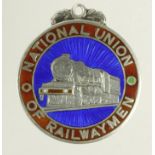Railway related - National Union of Railwaymen silver & enamel medal hallmarked JT& Co., Birm.