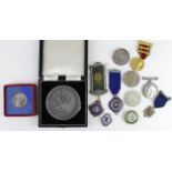 GB medals, badges etc. (12) mostly silver, 20thC, approx. 265g sterling. Note there are two