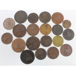 GB & World copper bronze and brass tokens, medallions and coins (20) 18th-20thC, mixed grade.