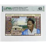 Cameroun 5000 Francs issued 1962, serial A.30 0725917 (TBB B307a, Pick13a) in PMG holder graded 45