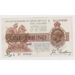 Bradbury 1 Pound (T16, Pick351) issued 1917, serial C/55 994048, VF