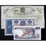 Jersey & Scotland (3), Jersey 5 Pounds dated 1840, Interest Bearing Note at one half-penny per week,