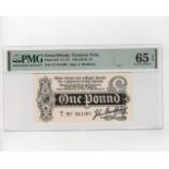 Bradbury 1 Pound (T3.3, Pick347) issued 1914, first prefix 'A', serial A/7 011909, in PMG holder