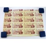 TEST NOTES (20), Mexico Duranote uncut sheet of 8 x full notes and 12 part notes of 20 Units, red