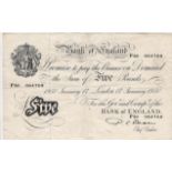 Beale 5 Pounds dated 17th January 1950, serial P50 064709 (B270, Pick344) about VF