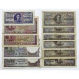 Ceylon (11), a group of King George VI notes, 1 Rupee dated 19th September 1942 small corner missing