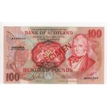 Scotland, Bank of Scotland 100 Pounds SPECIMEN note dated 15th October 1984, signed Risk & Pattullo,