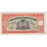British West Africa 20 Shillings dated 14th September 1934, COUNTERFEIT note, serial D/7 690758 (TBB