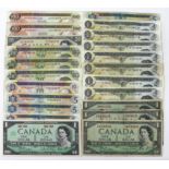 Canada (22), a group from circulation comprising 100 Dollars (2) dated 1975, 20 Dollars (4) dated