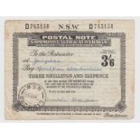 Postal Note, Commonwealth of Australia for 3 Shillings & 6 Pence dated 1955, cashed in Zanzibar,