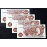 Fforde 10 Shillings (4) issued 1967, including a consecutively numbered run of '01' prefix notes,