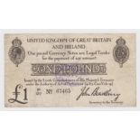 Bradbury 1 Pound (T11.1, Pick349a) issued 1914, serial P/29 67465, tiny edge nicks, bank stamp on