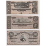 Confederate States of America (3), 50 Dollars dated 17th February 1864, Series 1 No. 6362 plate A (