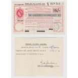 Postal Order, British Postal Order for 16 Shillings, Queen Elizabeth II portrait top left, a